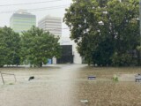 The CETA office from across the road as the flood waters rose (Credit: Patrick Coffey)