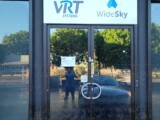 The VRT office front door, showing a feint line at around eye level where the floodwaters reached. (Credit: Scott Carden)